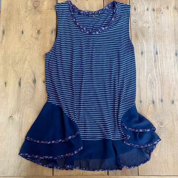 Kim & Cami Tunic Tank Top Striped L Made in USA - Picture 6 of 7